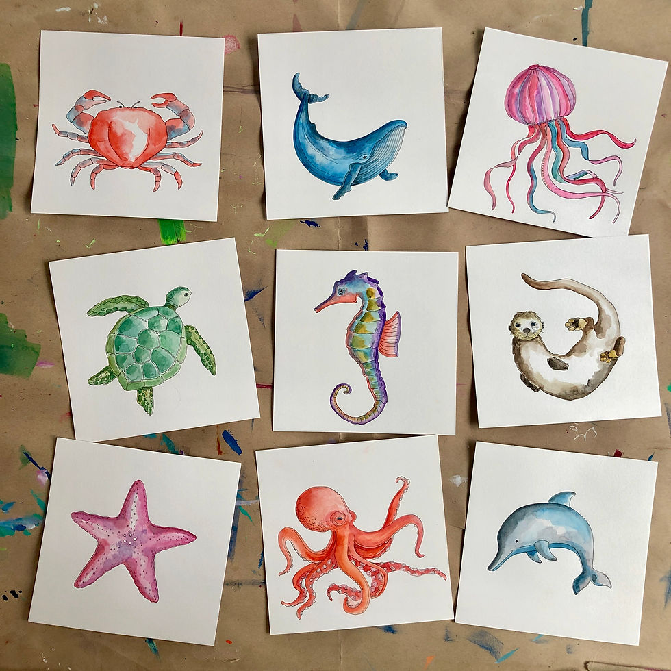 Thumbnail: "Sea Creatures" Flour Sack Tea Towel
