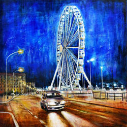 Mariarosaria Stigliano - Ruota panoramica, 2003 olio, pigmenti e smalti su tela, 100x100 cm