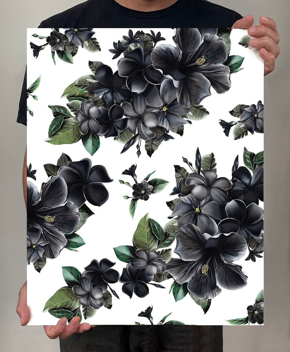 Thumbnail: Black and White Floral Pattern Prints Set of 4