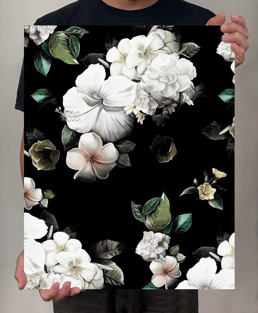 Thumbnail: Black and White Floral Pattern Prints Set of 4