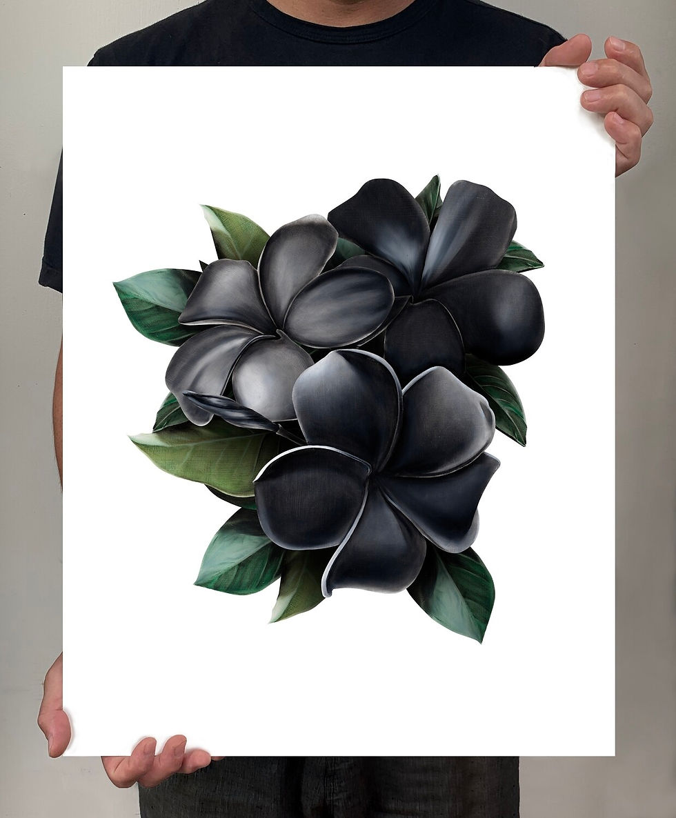 Thumbnail: Black Floral Print Set of 4