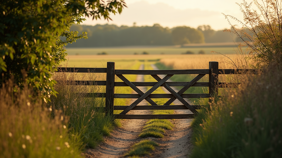 Close-up view of FSC-certified wooden field gate in natural setting