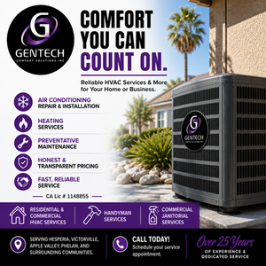 Gentech HVAC system maintenance and reliable home services. Air conditioning repair.