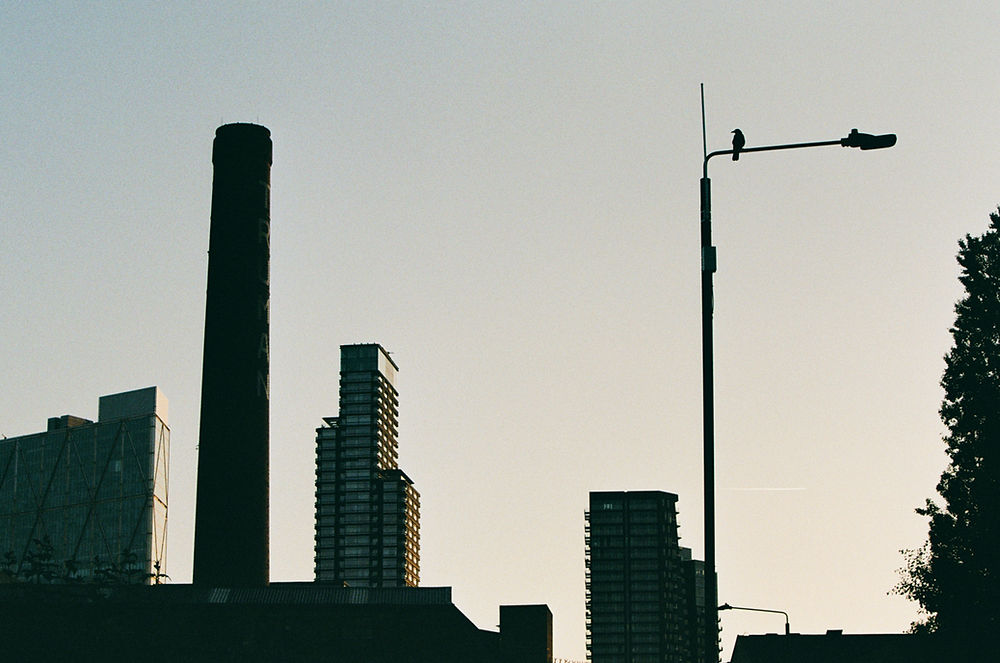 Silhouette of city buildings and London street photography.