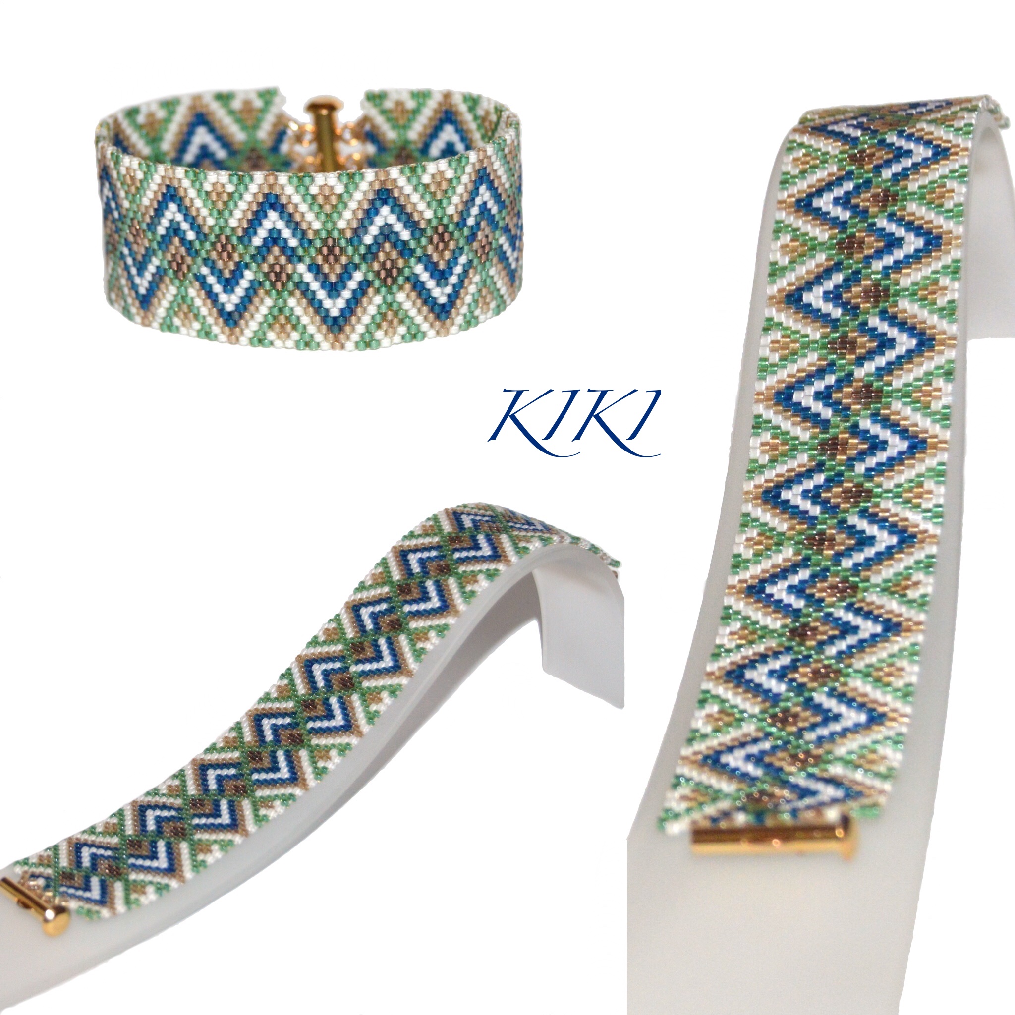 Green crossing peyote bracelet