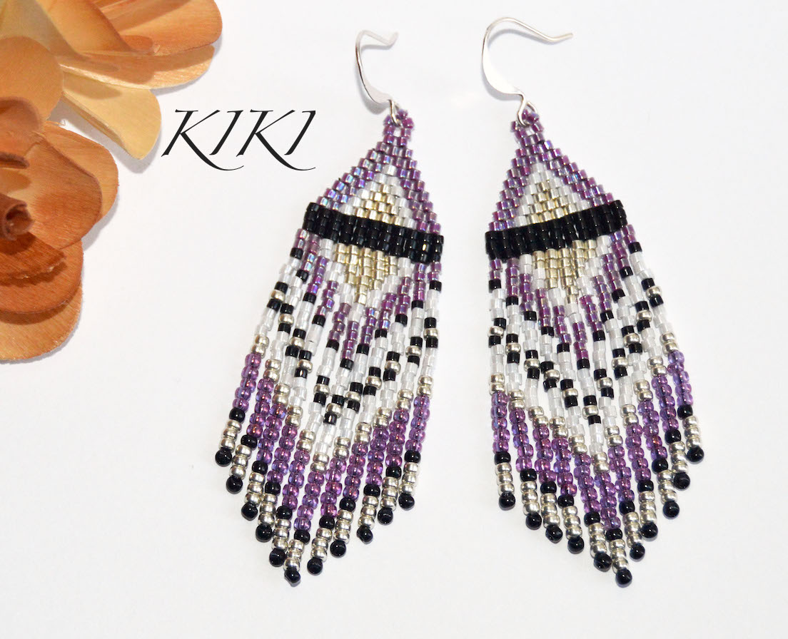 Purplish long earrings
