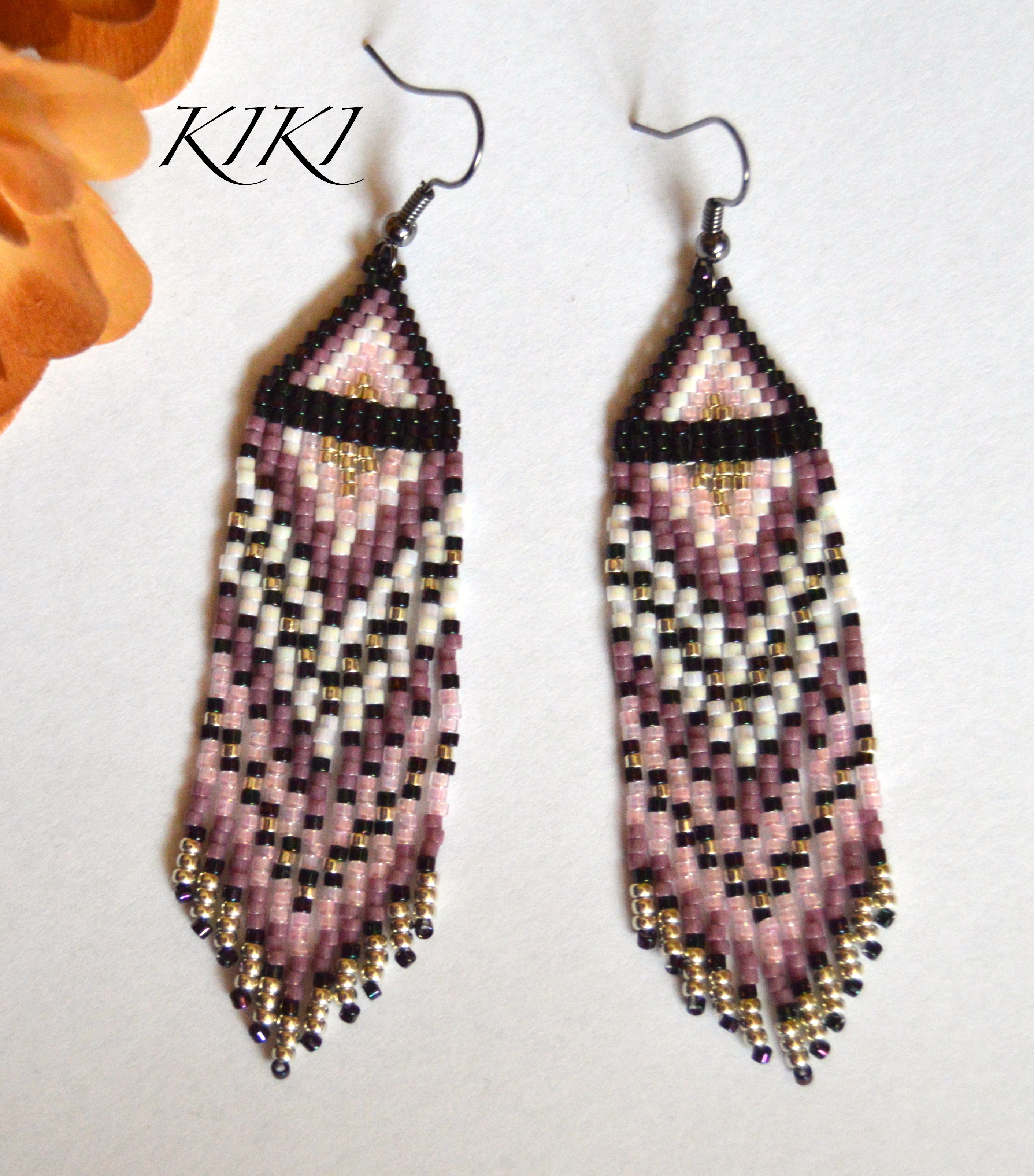 Purples long earrings