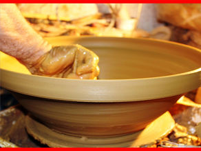 Making a Very Large Pottery Bowl. Pottery Making a Large Bowl on the wheel.