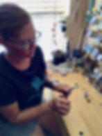 Thats me, busy hand wrapping crystals.
