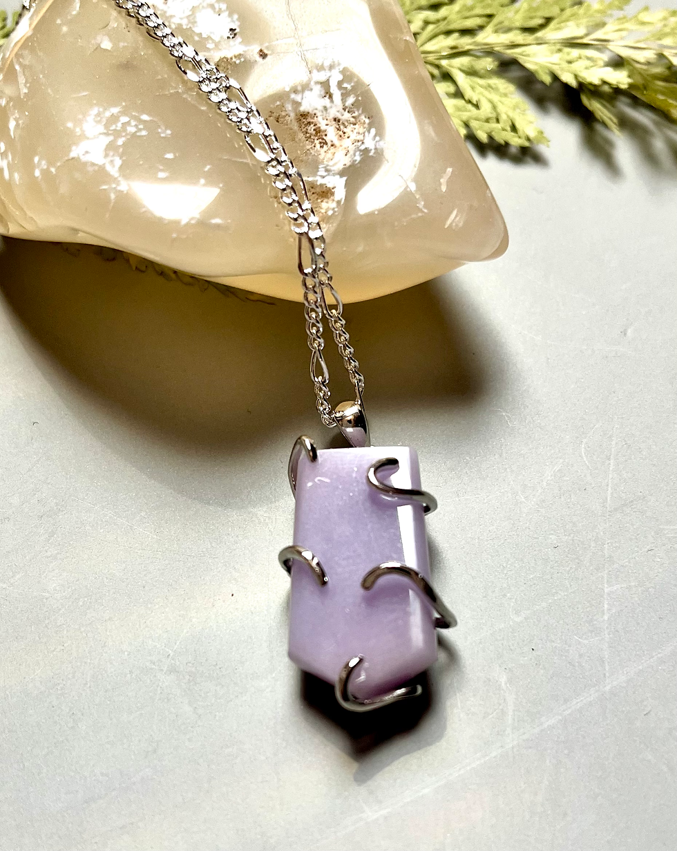 Miniatura: Silver chain with Yttrium Fluorite Pendant Necklace, light purple crystal
