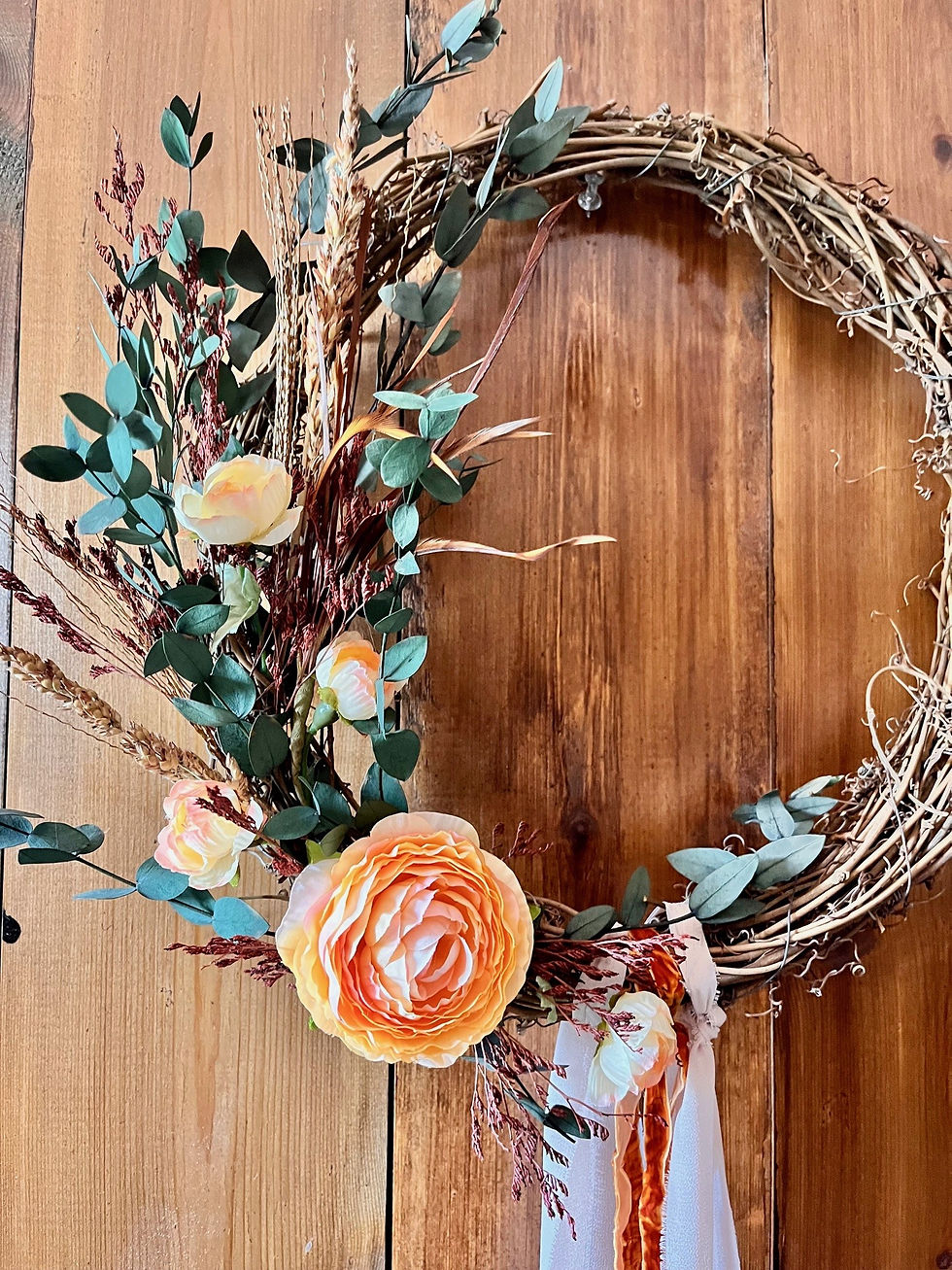 Miniatura: Rustic Cottoage Core Floral Wreath