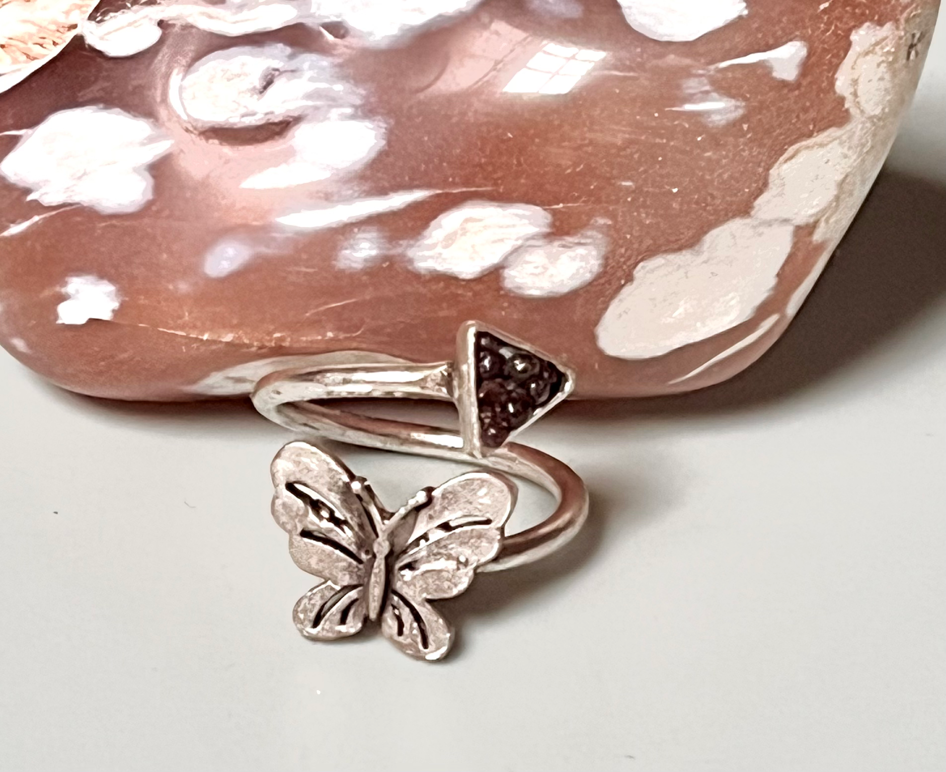 Garnet Butterfly Ring