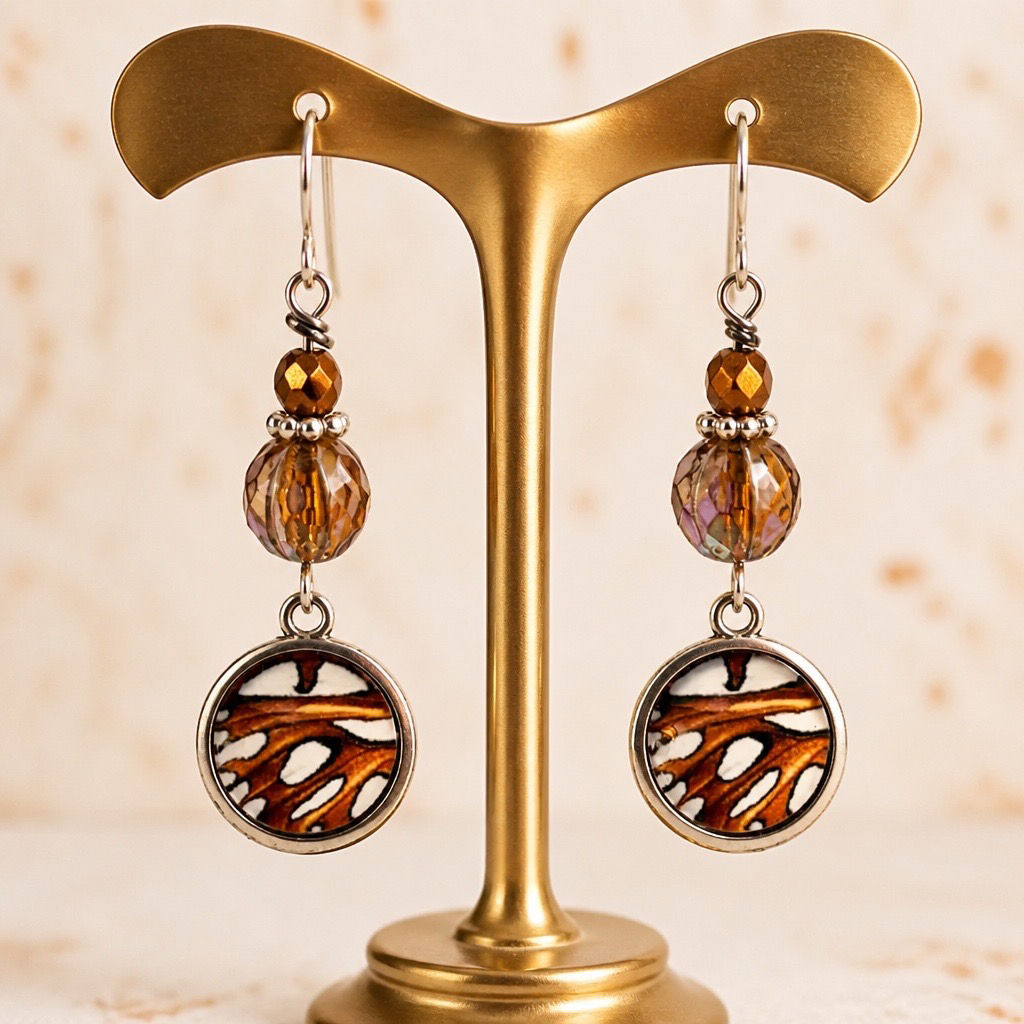 Monarch Earrings - Autumn Butterfly Wing Dangle Earrings