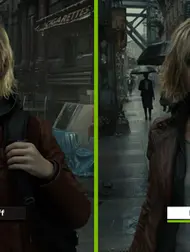 Comparación visual del efecto de DLSS 5 en Resident Evil: Requiem, mostrando un notable aumento en el realismo y la nitidez de la imagen gracias a la nueva tecnología de supermuestreo de Nvidia.