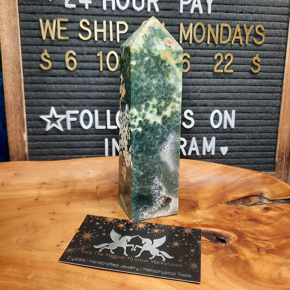 Orbicular Sea Jasper Druzy Obelisk Tower