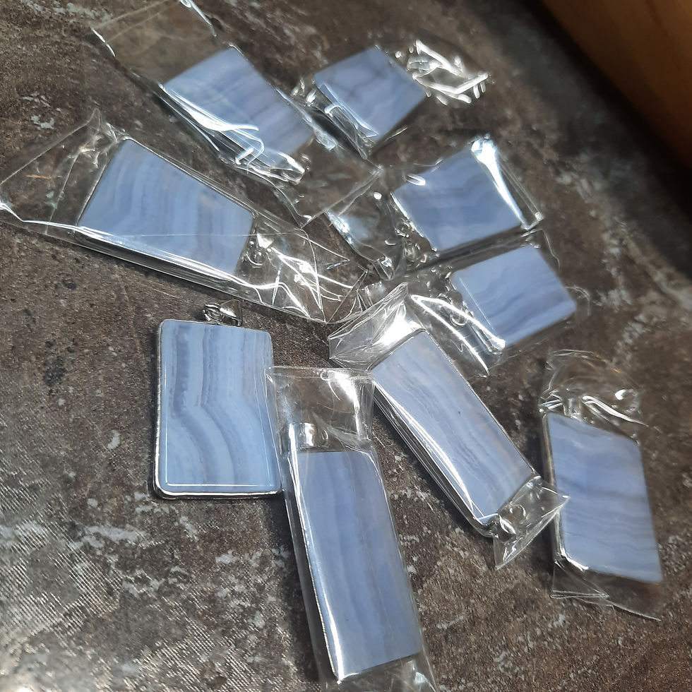 Blue Lace Agate Chalcedony Pendant