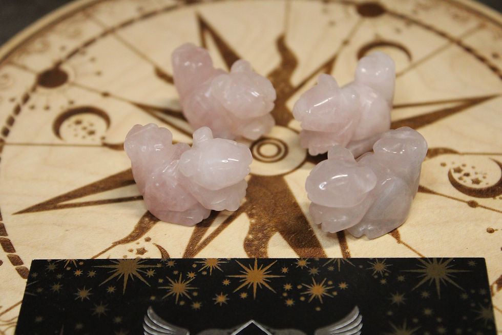 Rose Quartz Squirrel Carving