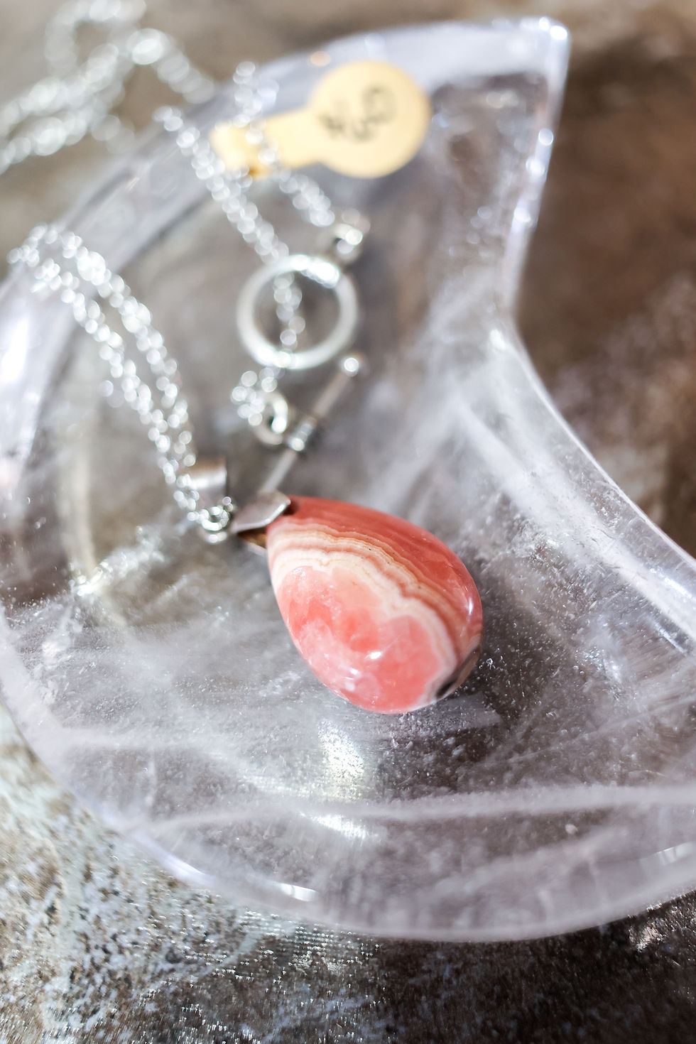 Thumbnail: Rhodochrosite Pendant on Real Silver Chain with Toggle Clasp