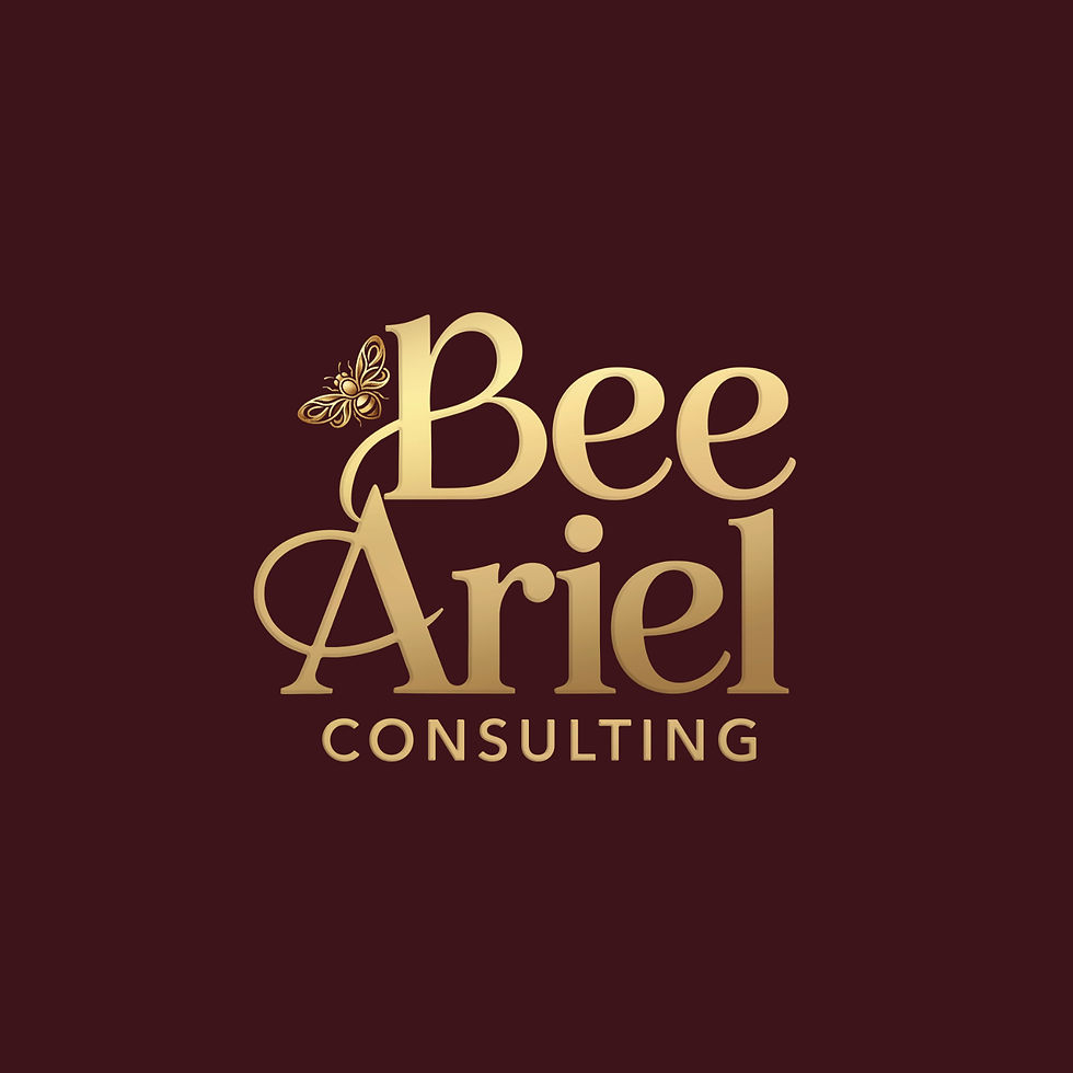 Metallic Gold Bee Ariel Consulting Logo