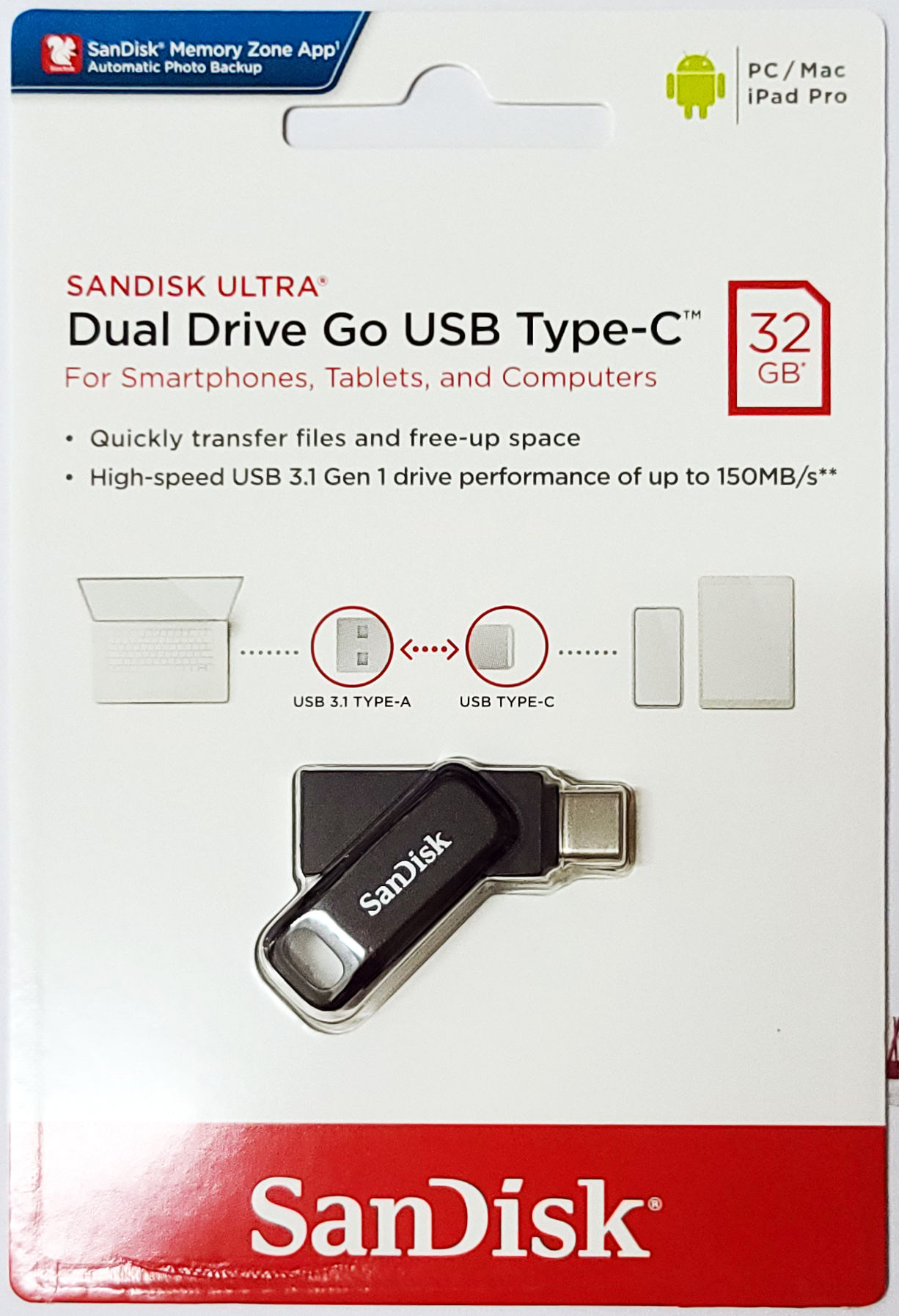SanDisk Ultra Dual Drive Go USB 3.1 Type-C Flash Drive (SDDDC3)