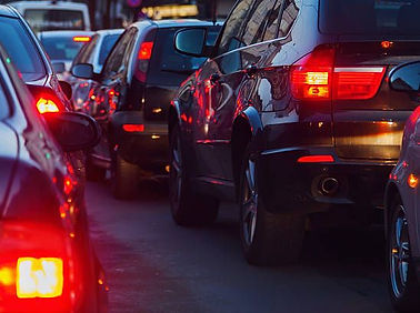 Multiple cars with brake lights