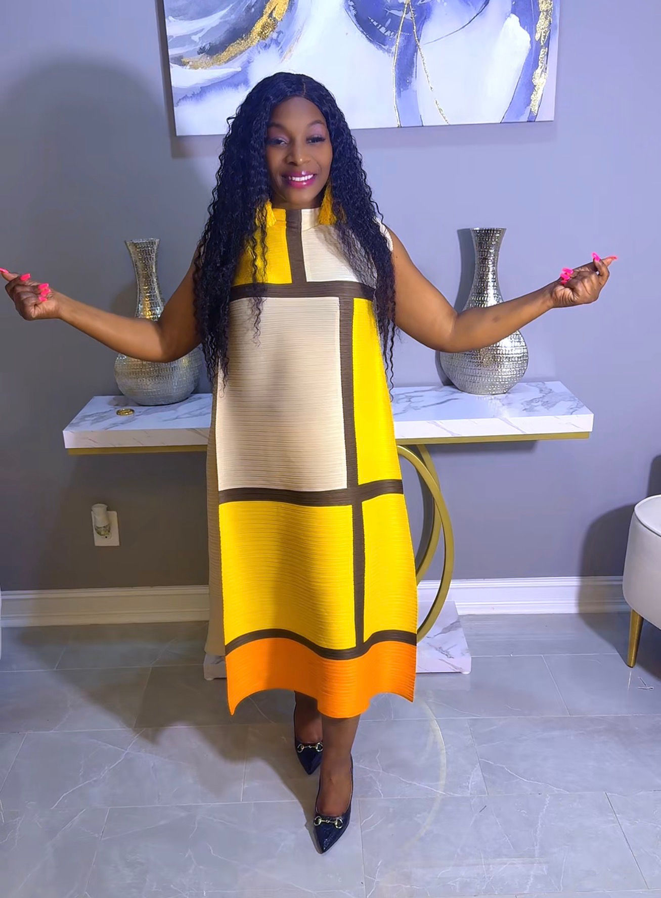 Bounce Yellow Block Dress