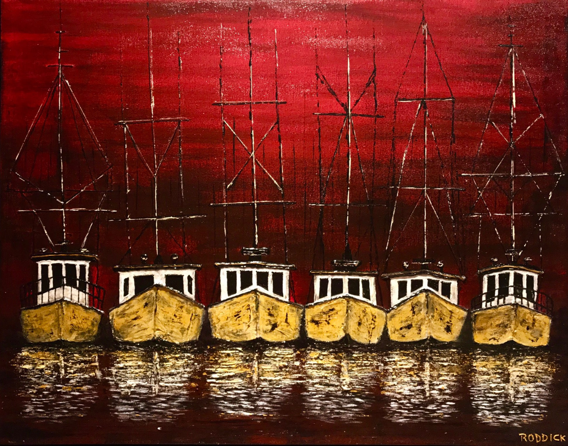 Boats Lined Up on the Harbor   24 x 36