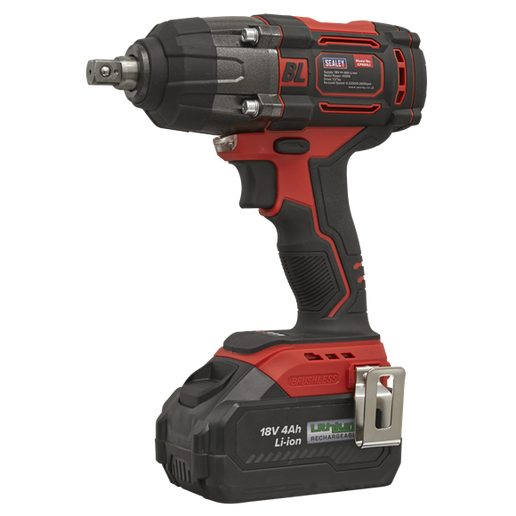 SEALEY Cordless Impact Wrench 18V 4Ah Li-ion 1/2"Sq Drive