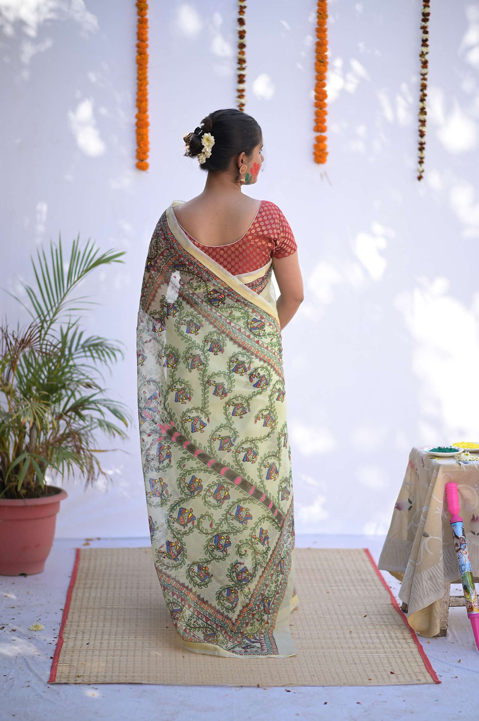 Thumbnail: Geetanjali 'Bagaan' Madhubani handpainted cotton Kota Doria saree