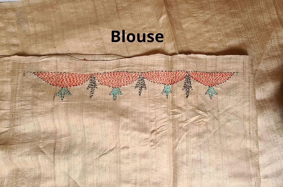 Thumbnail: PRAMODINI Hand Embroidered Sujani Tussar Silk Saree