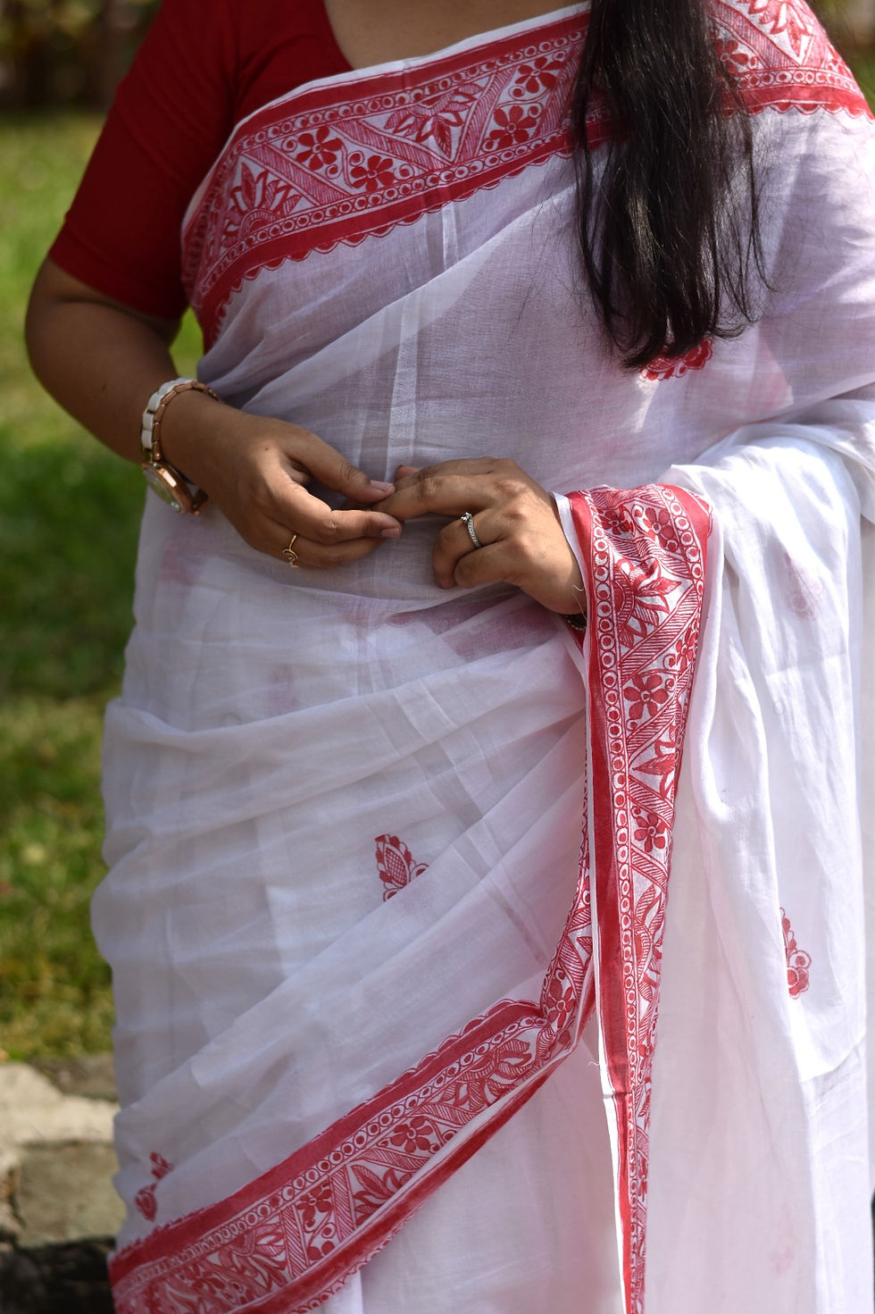 Thumbnail: ‘Kumudini’ Handpainted Madhubani Mulmul Cotton Saree