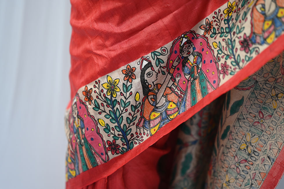 Thumbnail: Geetanjali ‘TARA’  Subho Drishti Madhubani handpainted Tussar silk saree