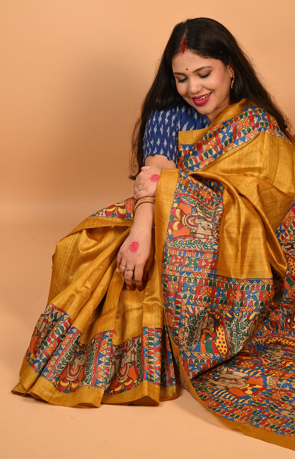 Thumbnail: Krishnamayee The Krishna Leela Handpainted MadhubaniTussar Silk Saree