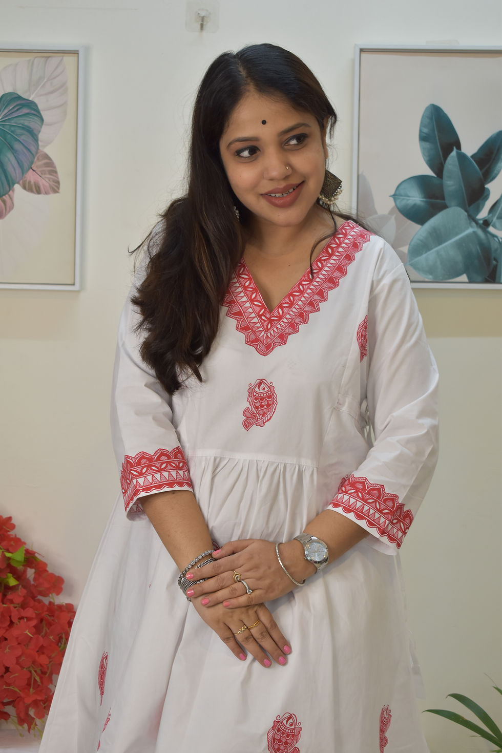 Thumbnail: Anokhi : Handpainted Madhubani Pure Cotton Kurta Pant Set