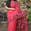 Thumbnail: Handpainted & Handembroidery  'Cranberry'  Madhubani Chiffon Saree