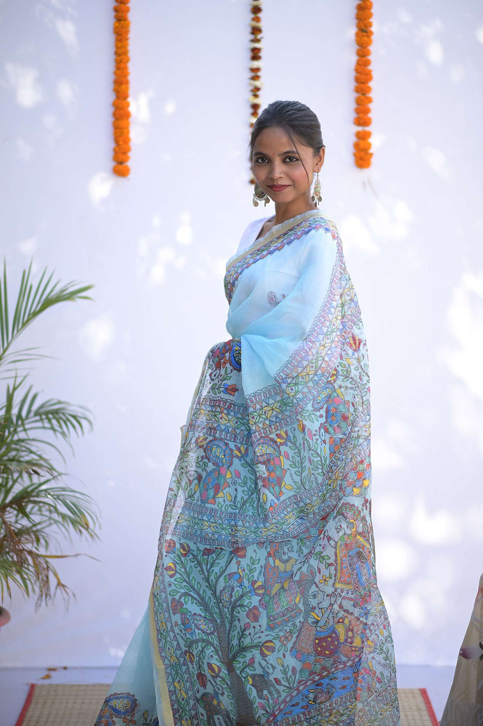Thumbnail: Geetanjali 'Brijwasi' Madhubani handpainted cotton Kota doria