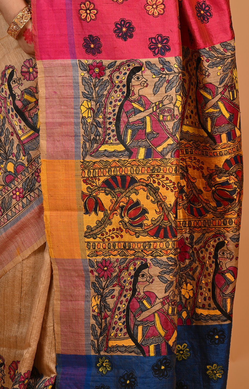 Thumbnail:  Prakriti Leela : Handpainted Madhubani Dupion Kosa Silk Saree