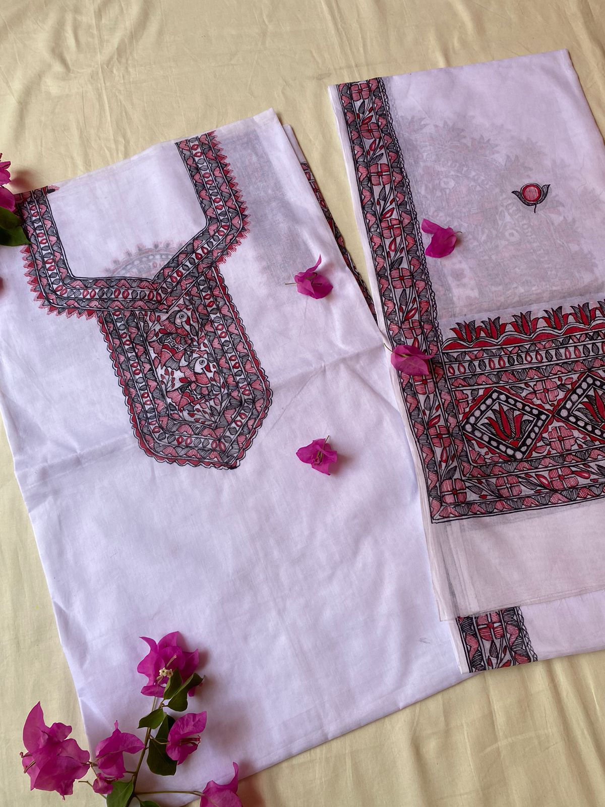 Geetanjali Handpainted Madhubani Cotton suit with Dupatta 