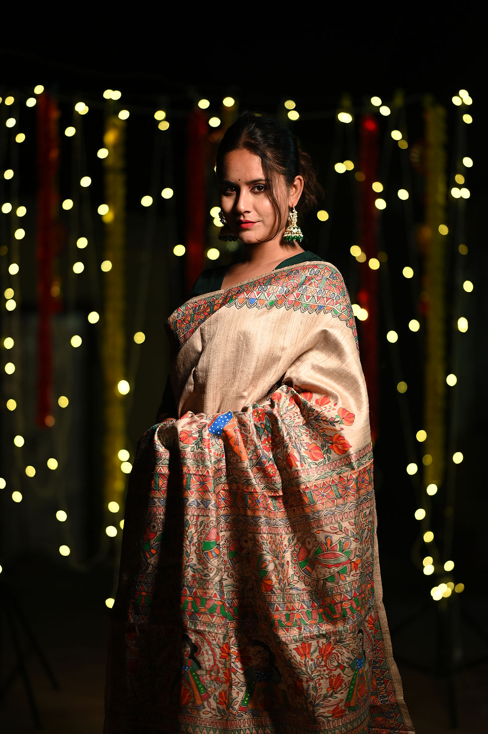 Thumbnail: Geetanjali  ‘SITARA’ Madhuban handpainted Tussar silk saree