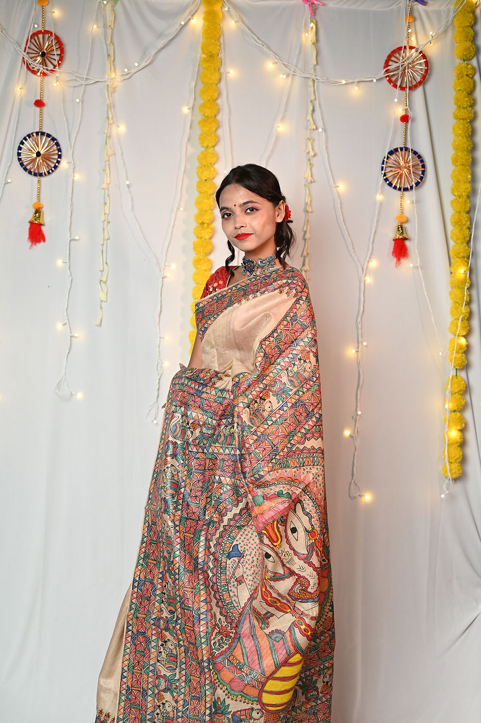 Thumbnail: Geetanjali ‘Ganesha ’ Madubani handpainted Tussar silk sareee
