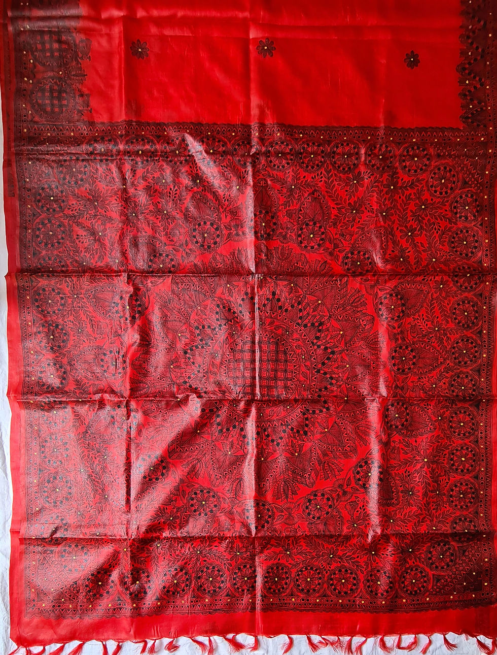Thumbnail: AGNISIKSHA: Madhubani Handpainted Bhagalpuri silk saree