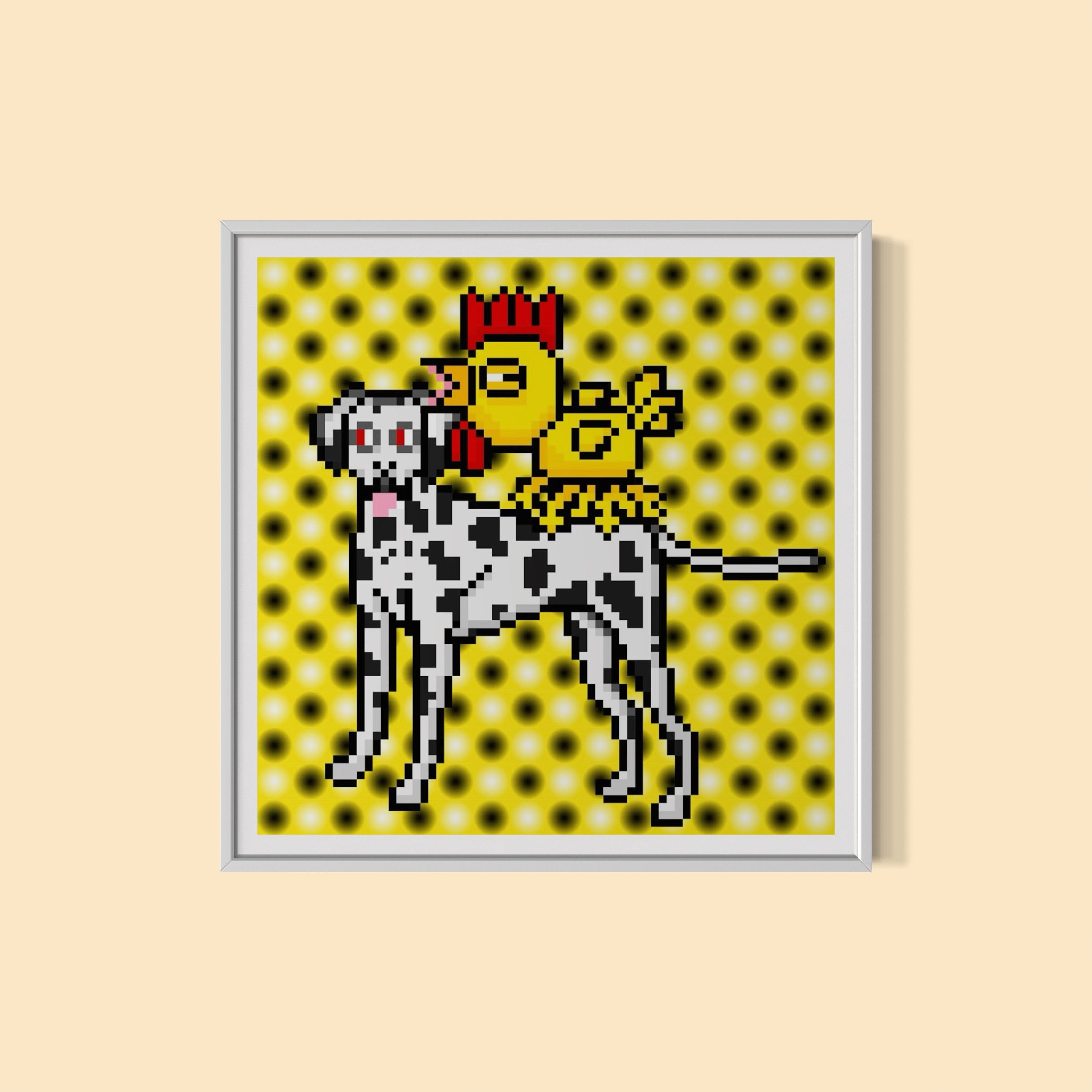 Mutated Chicken rides a Dalmatian dog (Meta Version)