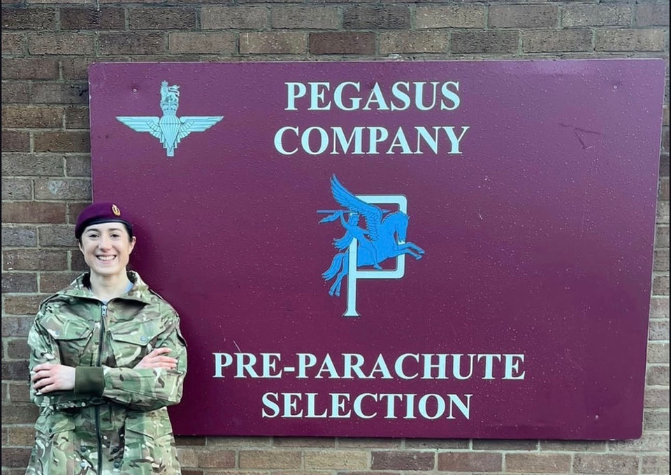A female soldier outside the training academy