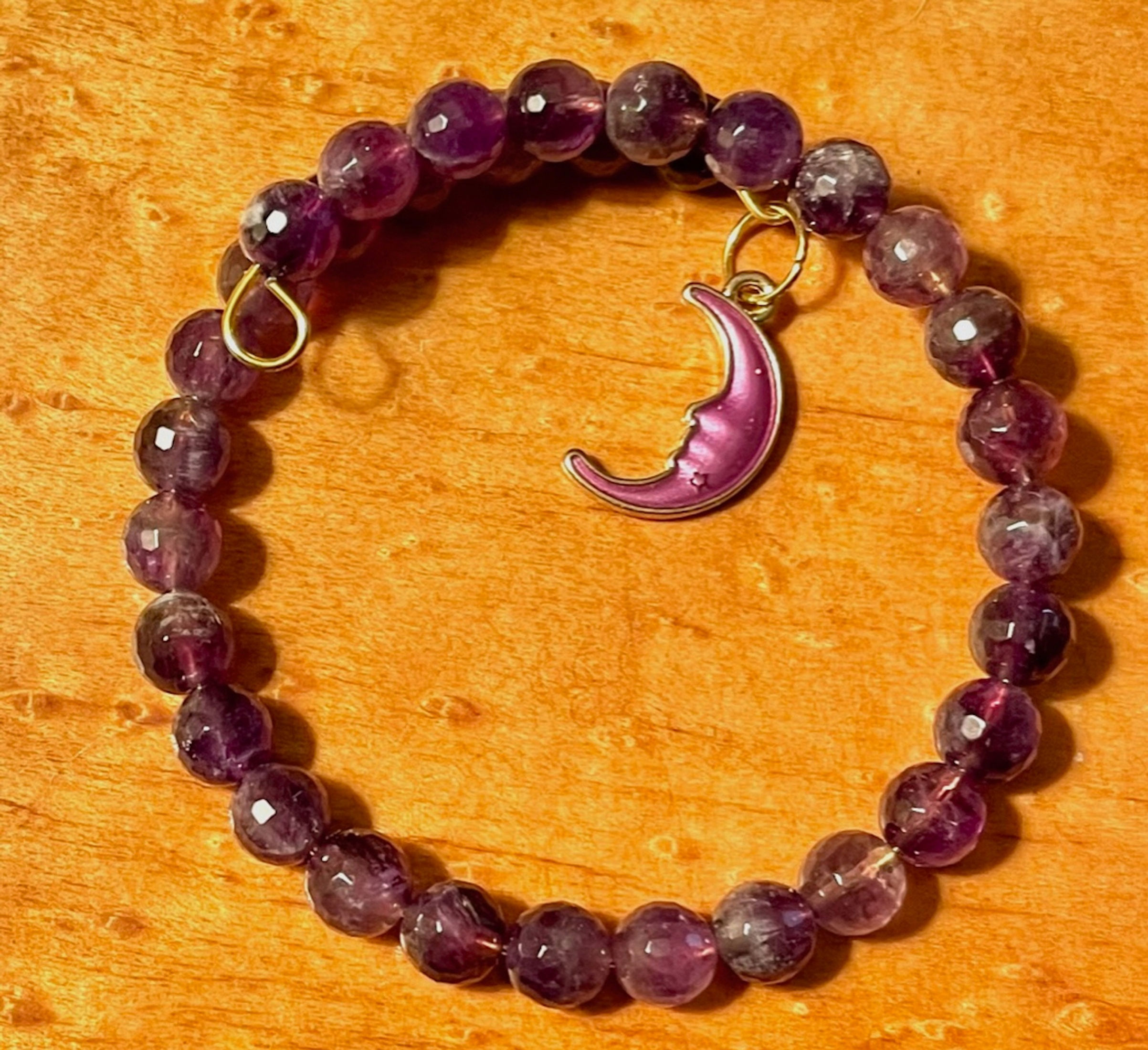 Amethyst with purple moon charm