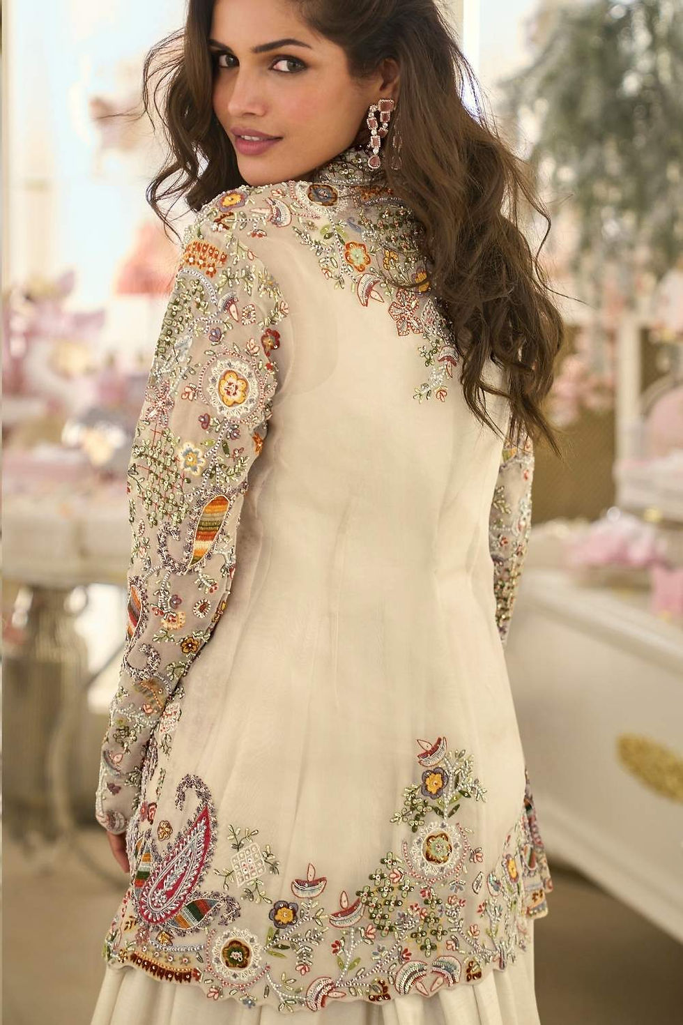 Thumbnail: Kahani Ivory dress & Jacket Set