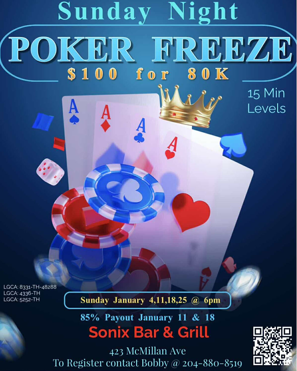 SUNDAY NIGHT POKER FREEZE - 70% PAYOUT