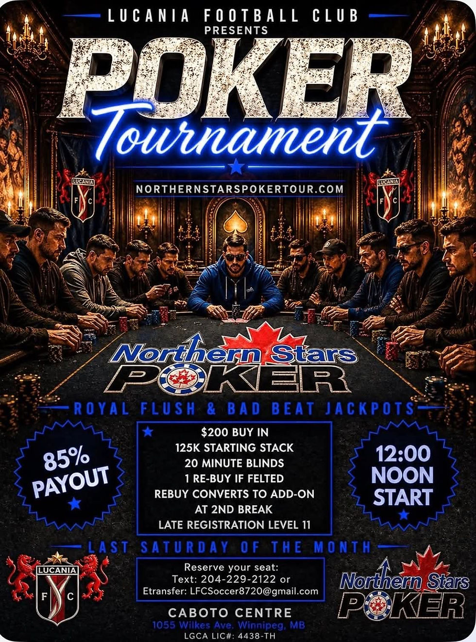 Lucania Football Club Poker Tournament - LAST SATURDAY - 85%