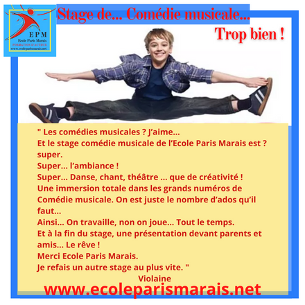 Stage de comédie musicale pour adolescents au coeur de Paris