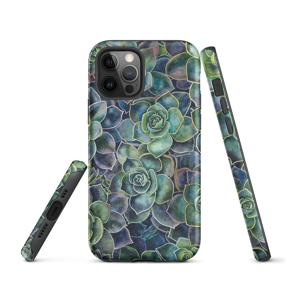 Thumbnail: iPhone Case (Green + Purple Succulent Watercolor)