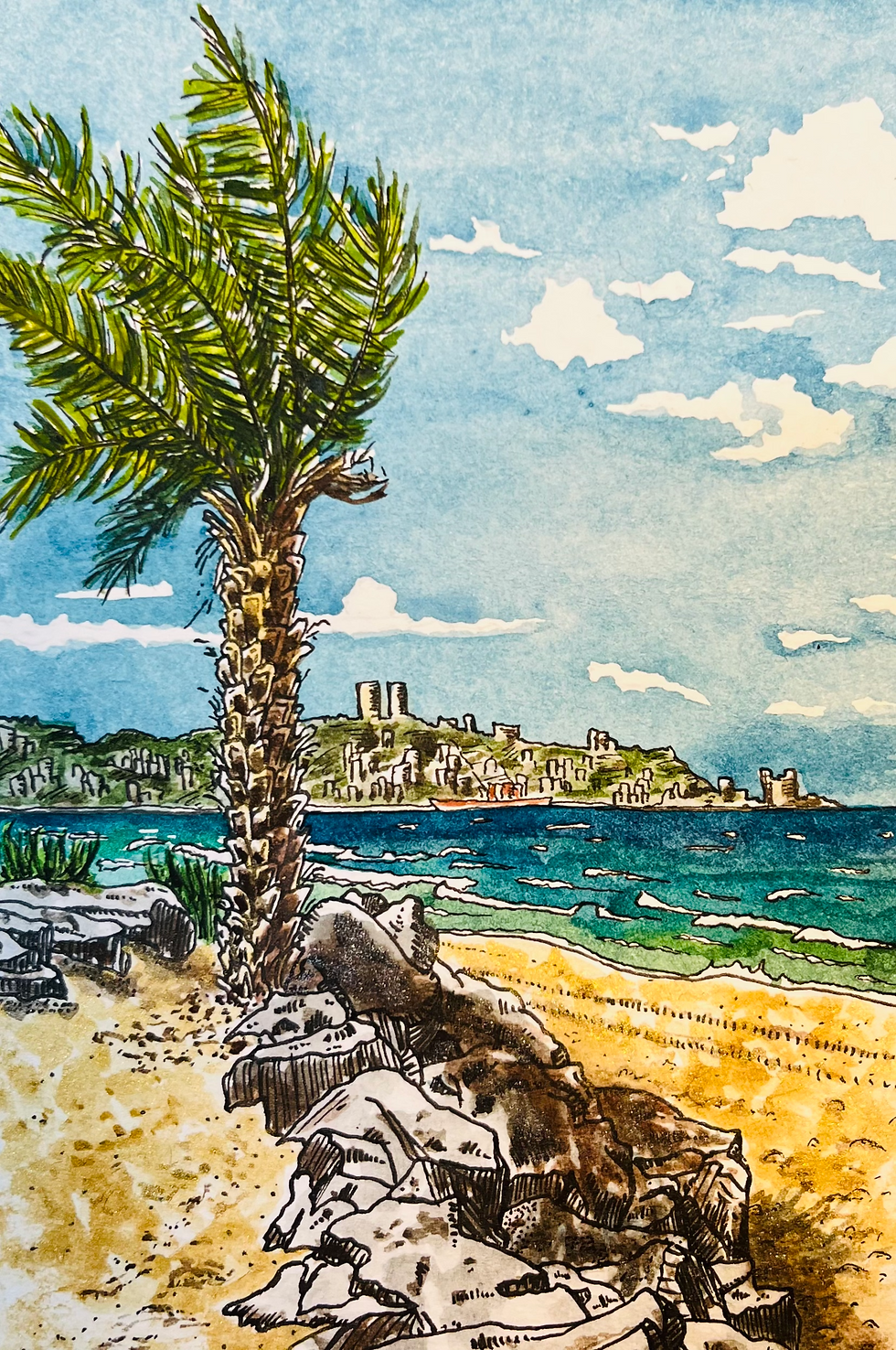 Thumbnail: View of Haifa and the Bay Under a Palm Tree